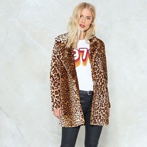 NWT Nasty Gal  Faux Fur Leopard Coat